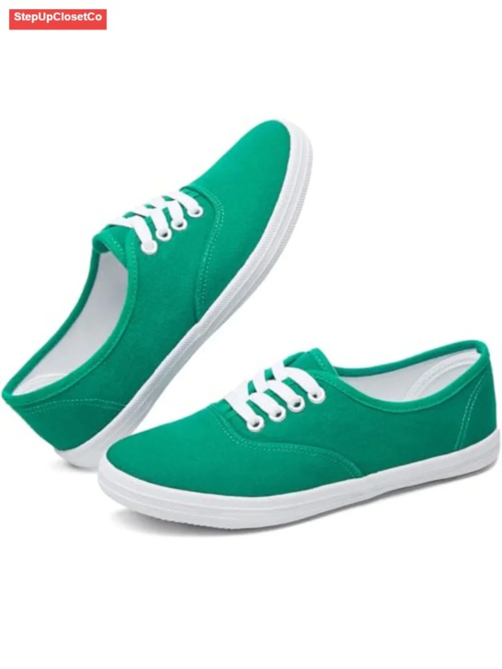 Women's Low Top Lace-up Canvas Sneakers Comfortable Lightweight Tennis Shoes
